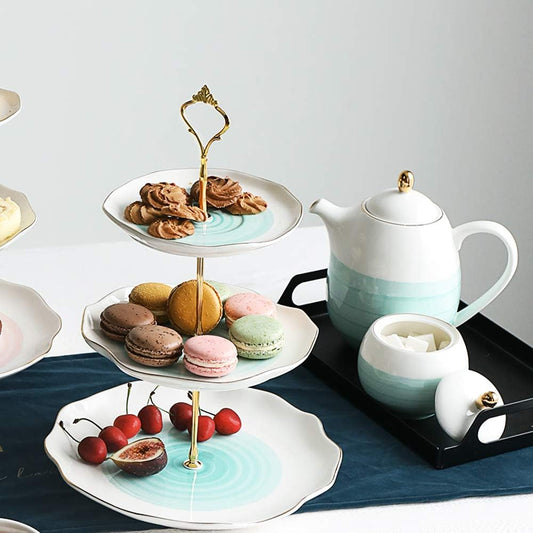 Sweejar 3 Tier Ceramic Cake Stand Wedding, Dessert Cupcake Stand for Tea Party Serving Platter (White)
