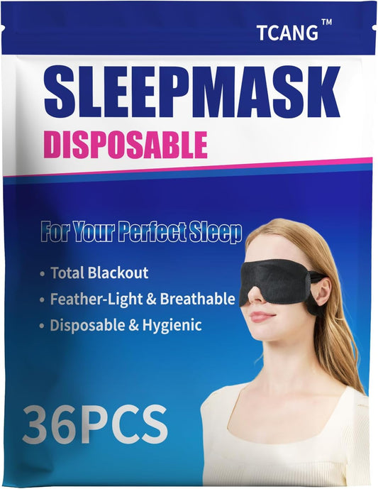36 Pack Disposable Eye Masks for Sleep, Blackout Blindfolds for Men Women Sleeping Mask Bulk, Soft Blind Fold Night Eye Shade Cover for Travel Games Party