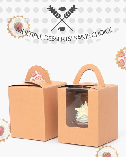 qiqee 60pcs Cupcake Boxes Individual Disposable White Single Box with Window 3.6 * 3.6 * 4.3inch Cupcake Containers/Holders