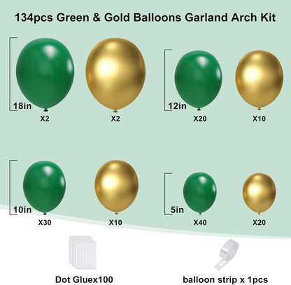 Black and Gold Balloons Garland Arch Kit, 134pcs Black and Metallic Gold Balloons with Different Size for 2026 Graduation Decorations, New Year, Birthday, Anniversary Party Decorations