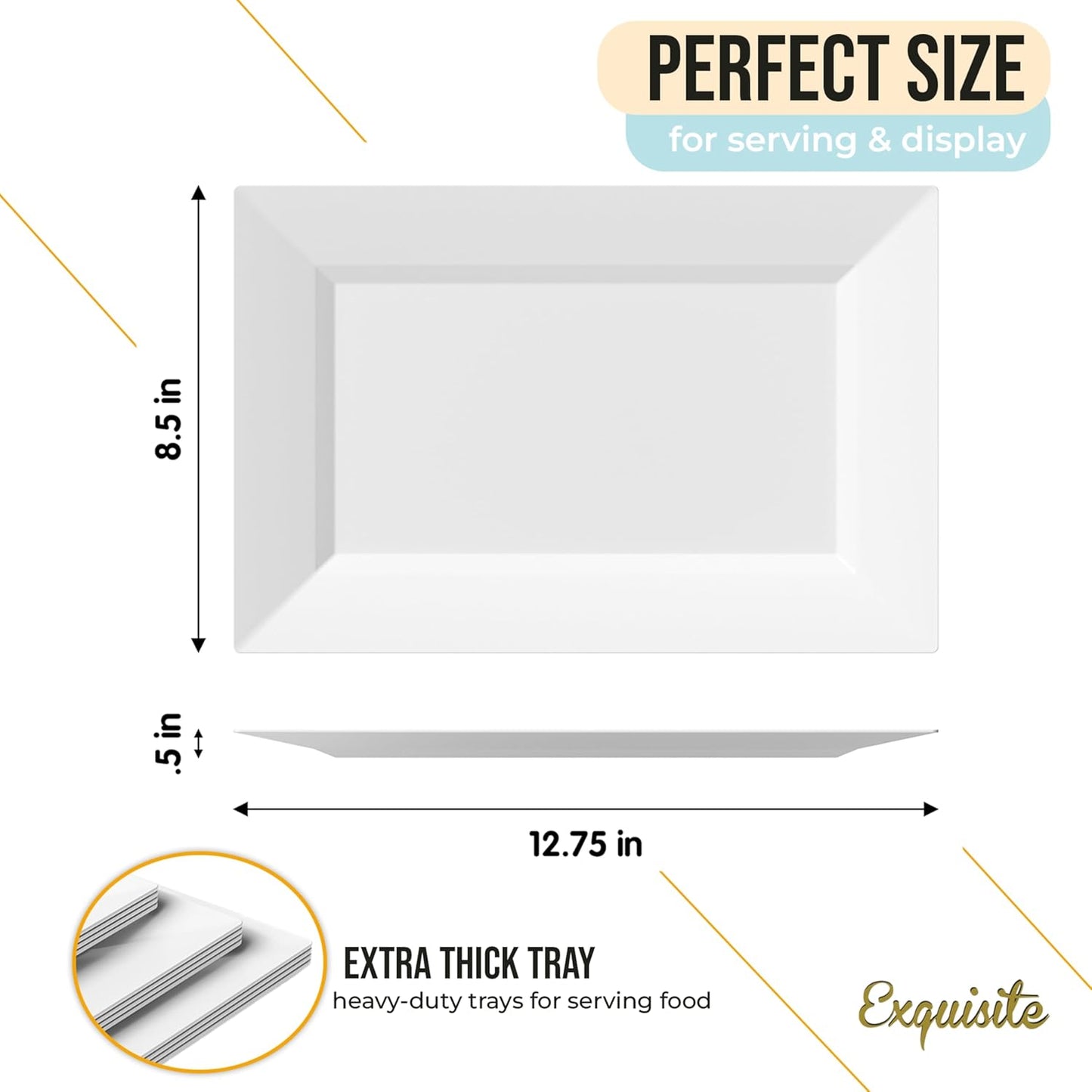 Exquisite Plastic Serving Trays for Party - 40 Pcs 9.5 Inch Clear Serving Platters, Plastic Trays for Food, Clear Tray, Food Tray Disposable Platters for Parties, Catering & Buffet