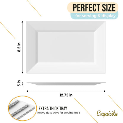 Exquisite Plastic Serving Trays for Party - 40 Pcs 9.5 Inch Clear Serving Platters, Plastic Trays for Food, Clear Tray, Food Tray Disposable Platters for Parties, Catering & Buffet