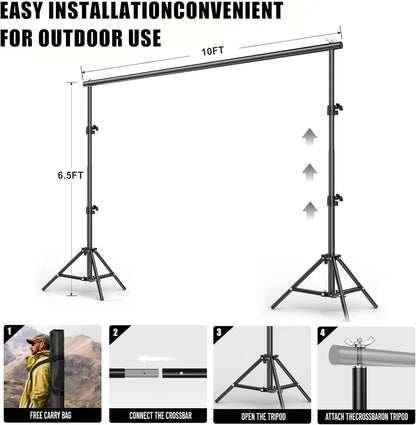 BEIYANG 6.5x6.5 FT Backdrop Stand, Adjustable Photo Background Stand Support kit with Carry Bag for Parties, Decoration, Wedding, Photo Video Studio Shooting