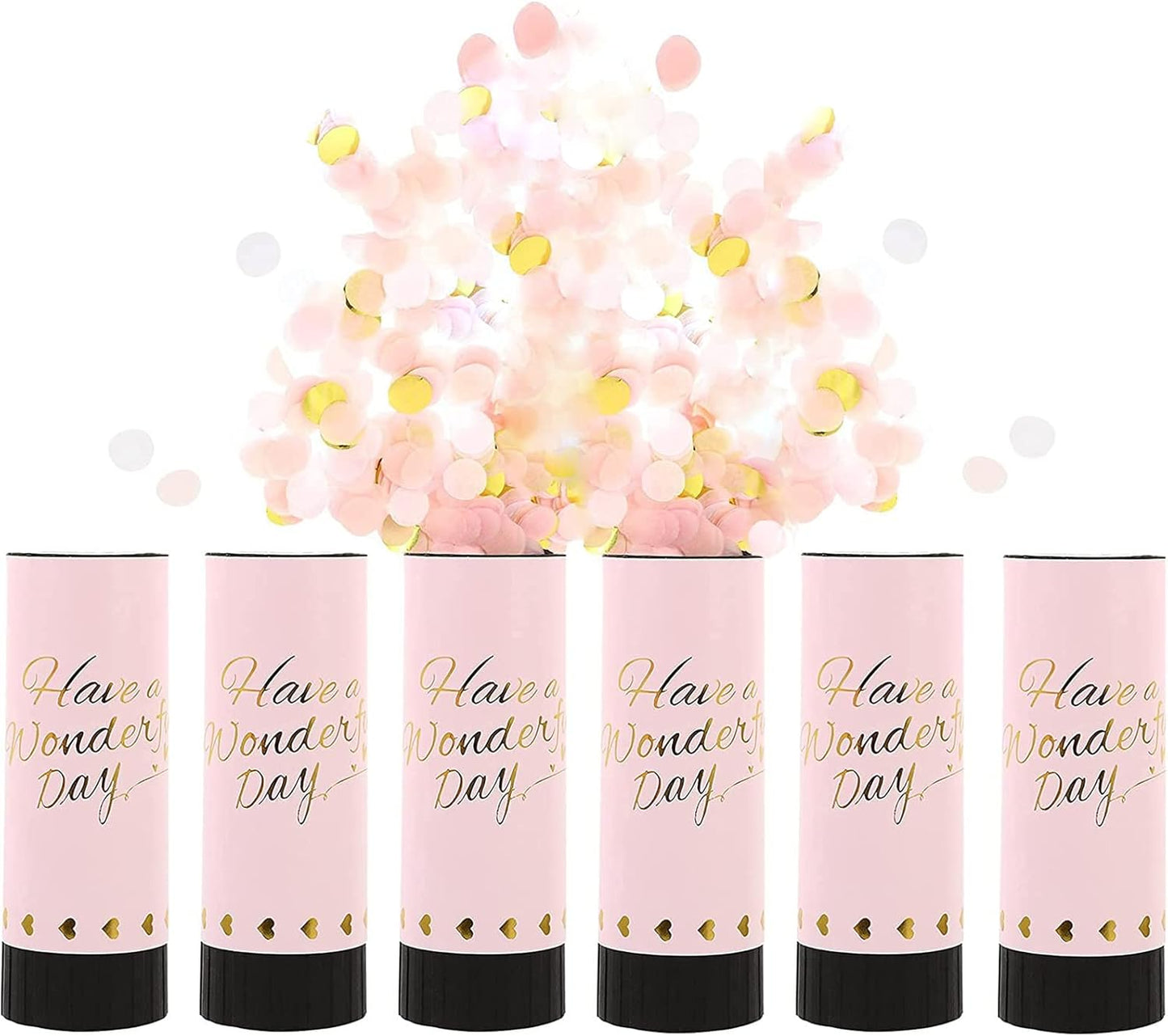 White Confetti Cannon, 6 Pack Mini Party Poppers Shooters Party Confetti Cannon Biodegradable Confetti for Wedding Kids Birthday Wedding Party Supplies