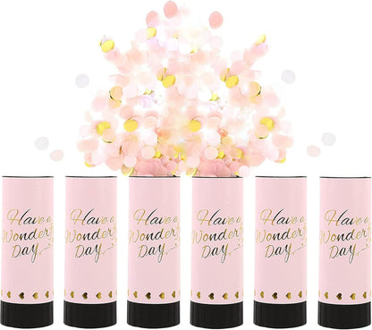 White Confetti Cannon, 6 Pack Mini Party Poppers Shooters Party Confetti Cannon Biodegradable Confetti for Wedding Kids Birthday Wedding Party Supplies
