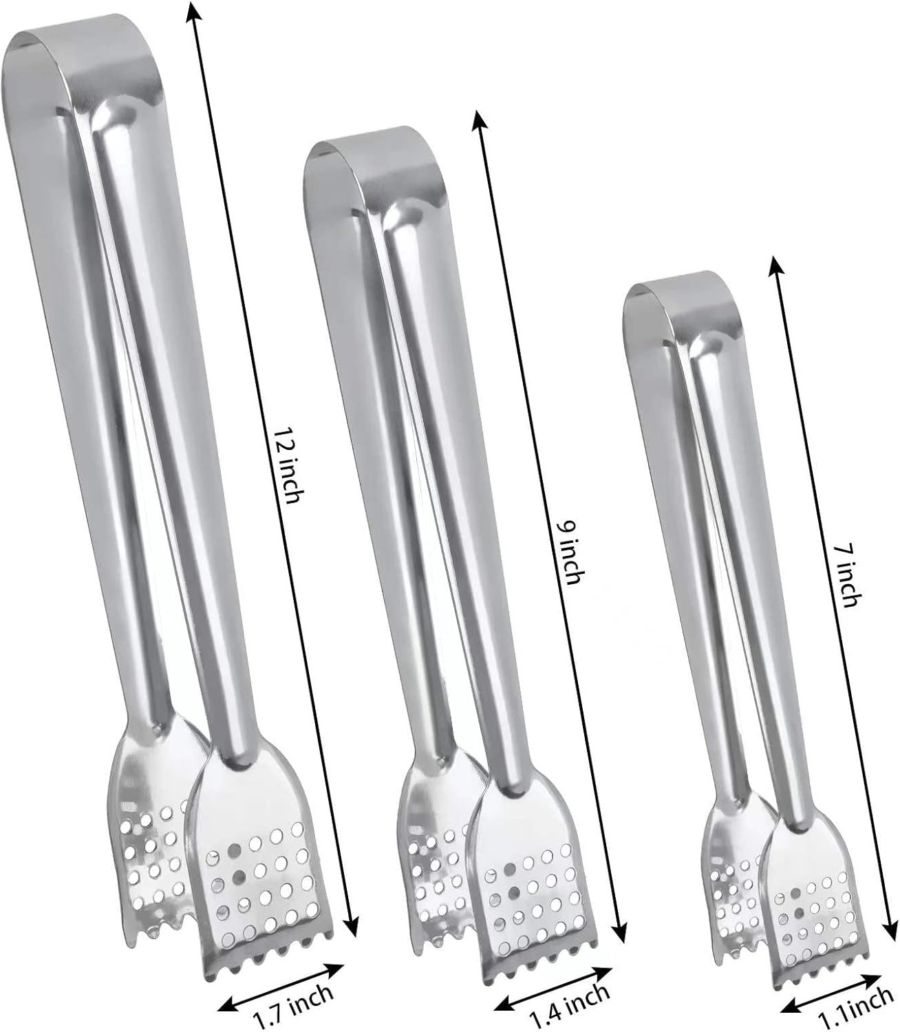 8 Pack 7-Inch Stainless Steel Serving Tongs, Mini Buffet Tongs for Appetizers, Desserts, Salad Bar, Ice, Sugar and Candy