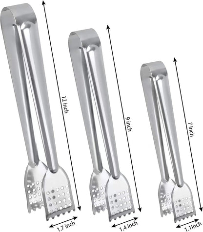 8 Pack 7-Inch Stainless Steel Serving Tongs, Mini Buffet Tongs for Appetizers, Desserts, Salad Bar, Ice, Sugar and Candy
