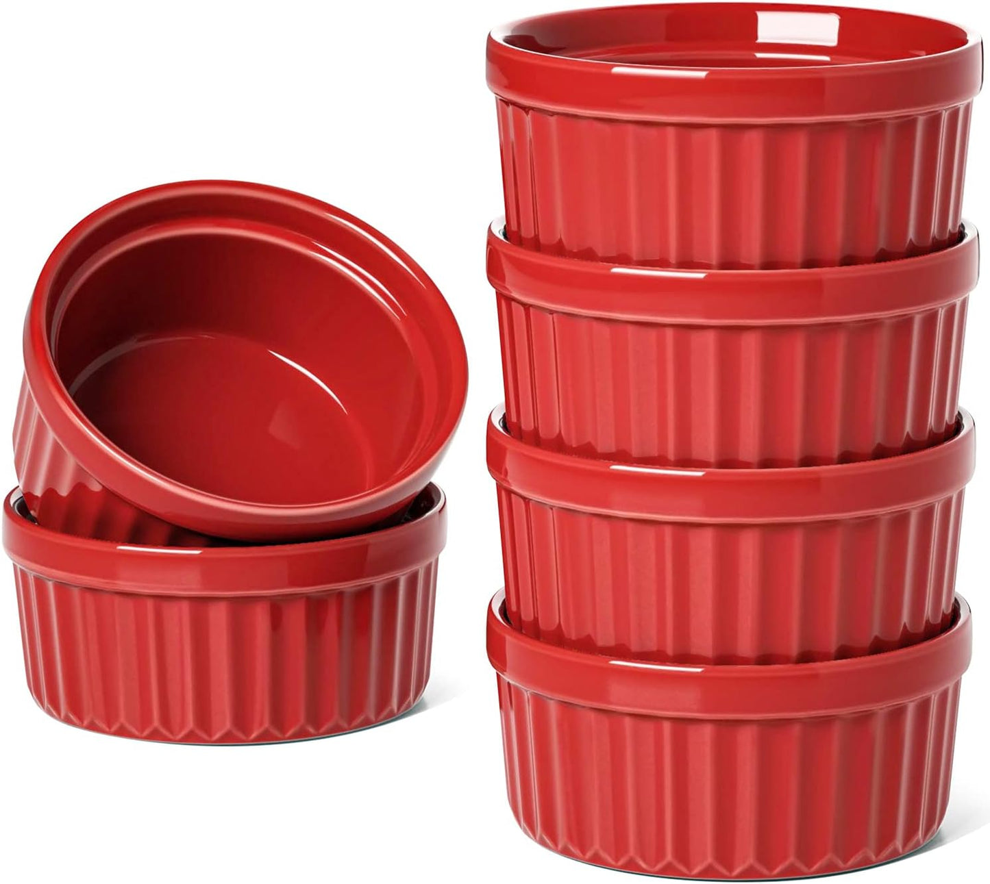 LE TAUCI Ramekins 4 OZ Oven Safe, Creme Brulee Ramekins, Pudding Custard Cups Souffle Ramiken, Dipping Sauce Dishes, Ceramic Ramekin Bowls Set of 6, White
