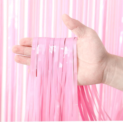 Voircoloria 3 Pack 3.3x8.2 Feet Gold Foil Fringe Backdrop Curtains, Tinsel Streamers, Fringe Backdrop for 2025 New Years Eve, Graduation, Birthday, Baby Shower, Gender Reveal, Disco Party - Colors B