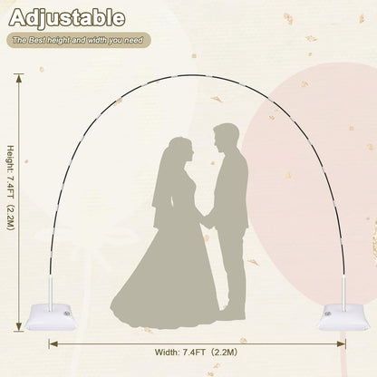 AXHJ Balloon Arch Kit, 7.4FT High&10FT Wide Adjustable Glass Fiber Balloon Arch Stand Frame with Bases and Water Bag DIY Party Wedding Birthday Baby Shower Decorations, Black