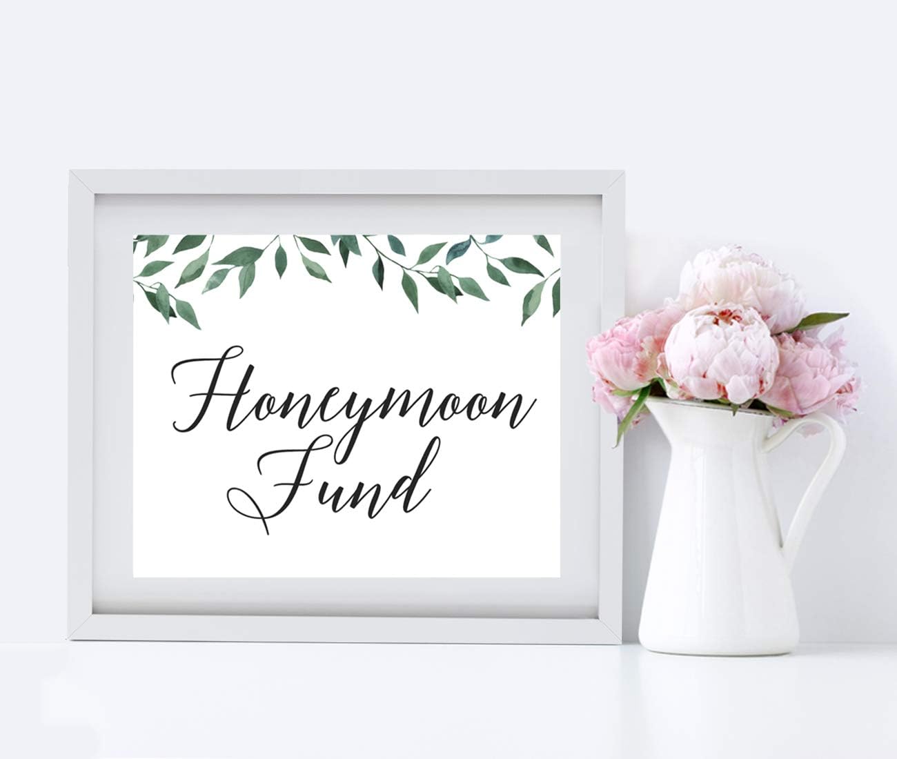 Andaz Press Wedding Party Signs, Natural Greenery Green Leaves, 8.5x11-inch, Bridal Shower Scavenger Hunt, 1-Pack - Colors B