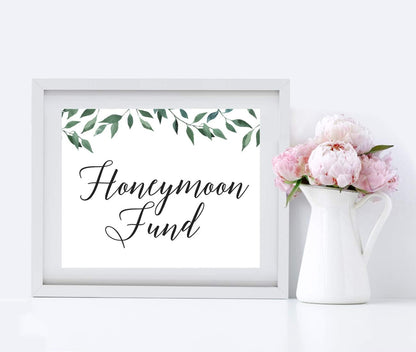Andaz Press Wedding Party Signs, Natural Greenery Green Leaves, 8.5x11-inch, Bridal Shower Scavenger Hunt, 1-Pack - Colors B