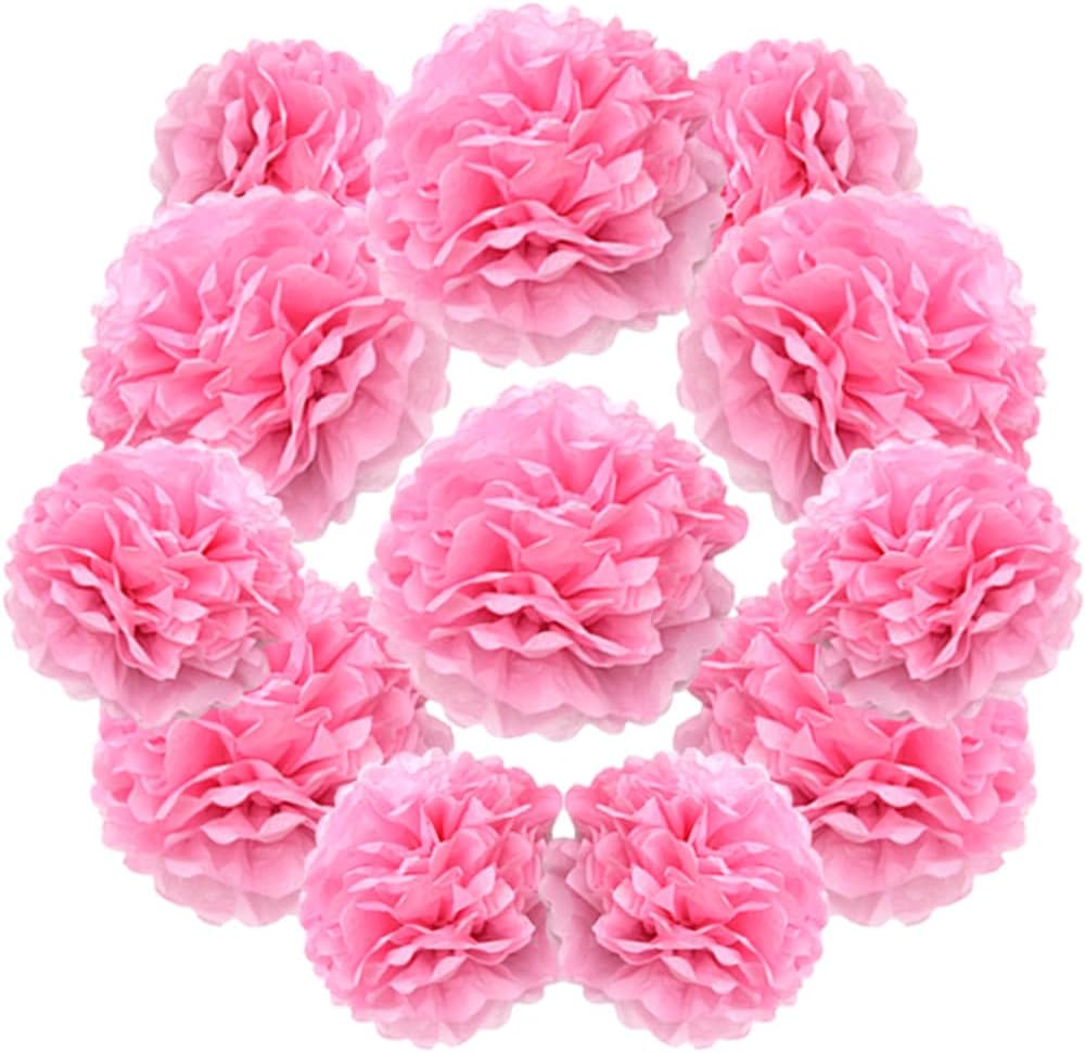 Yosawa 12 Pcs Tissue Paper Pom Poms Flowers,10''12''Paper Flower Party Decorations for Wedding Birthday Baby Shower Baby Girl Room Nursery Decoration（Sky Blue/ZH）