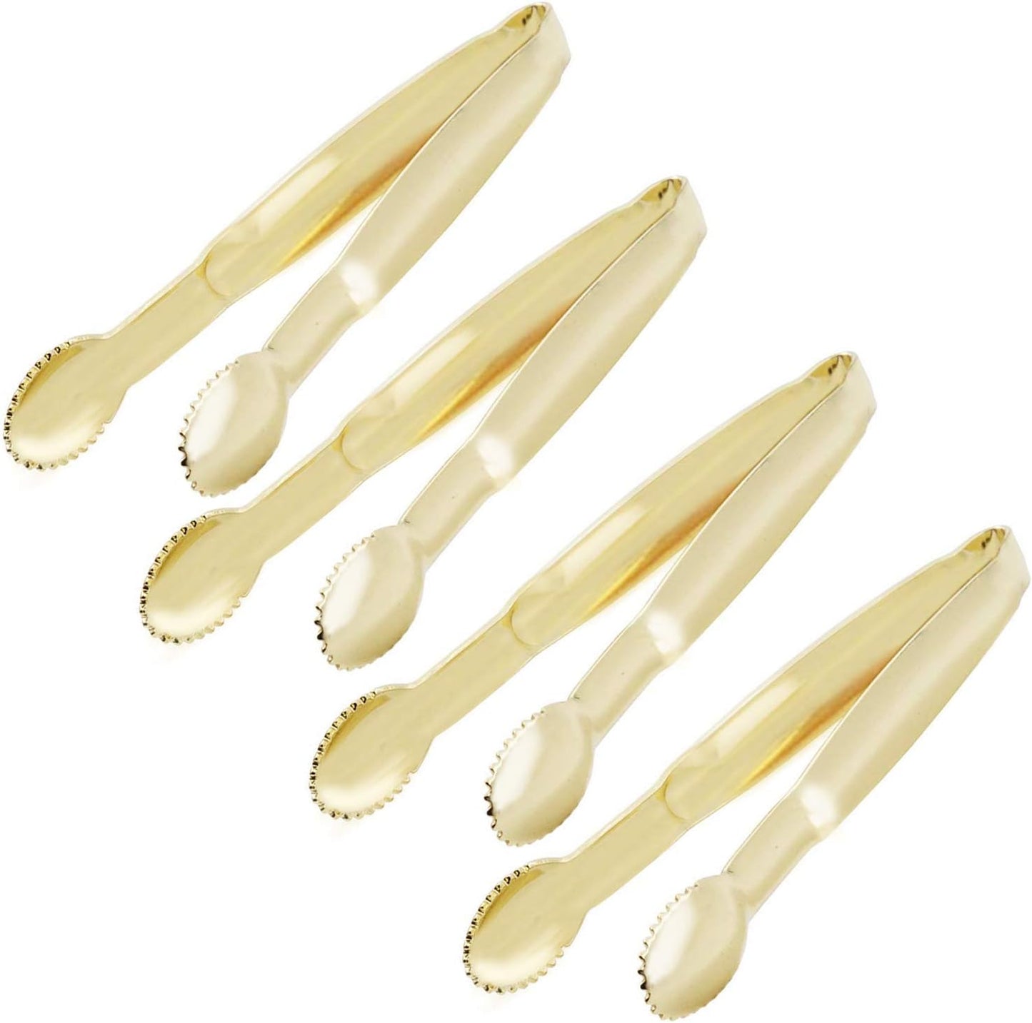 5.75" Mini Appetizer Tongs Set, Tiny Stainless Steel Small Tongs for Serving, Tea Party, Coffee Bar, Desserts, Set of 4 (Gold)