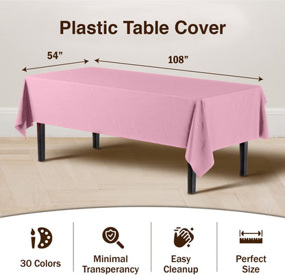 Exquisite Party Solids 6-Pack Premium Plastic Tablecloth 54in. x 108in. Rectangle Plastic Table Cover - Navy