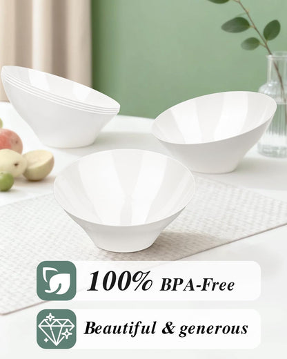 BESTVIP 54oz Clear Plastic Serving Bowls for Party - 12 Pack Angled Disposable Serving Bowls, Party for Chips, Snacks, Fruit, Salad - Bowls for Parties, Daily Use, Catering, Christmas