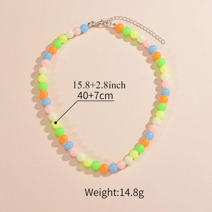 POYAMUSE Glow in the Dark Beads Necklace Luminous Acrylic UV Reactive Jewelry Color Changing Light Up Necklace