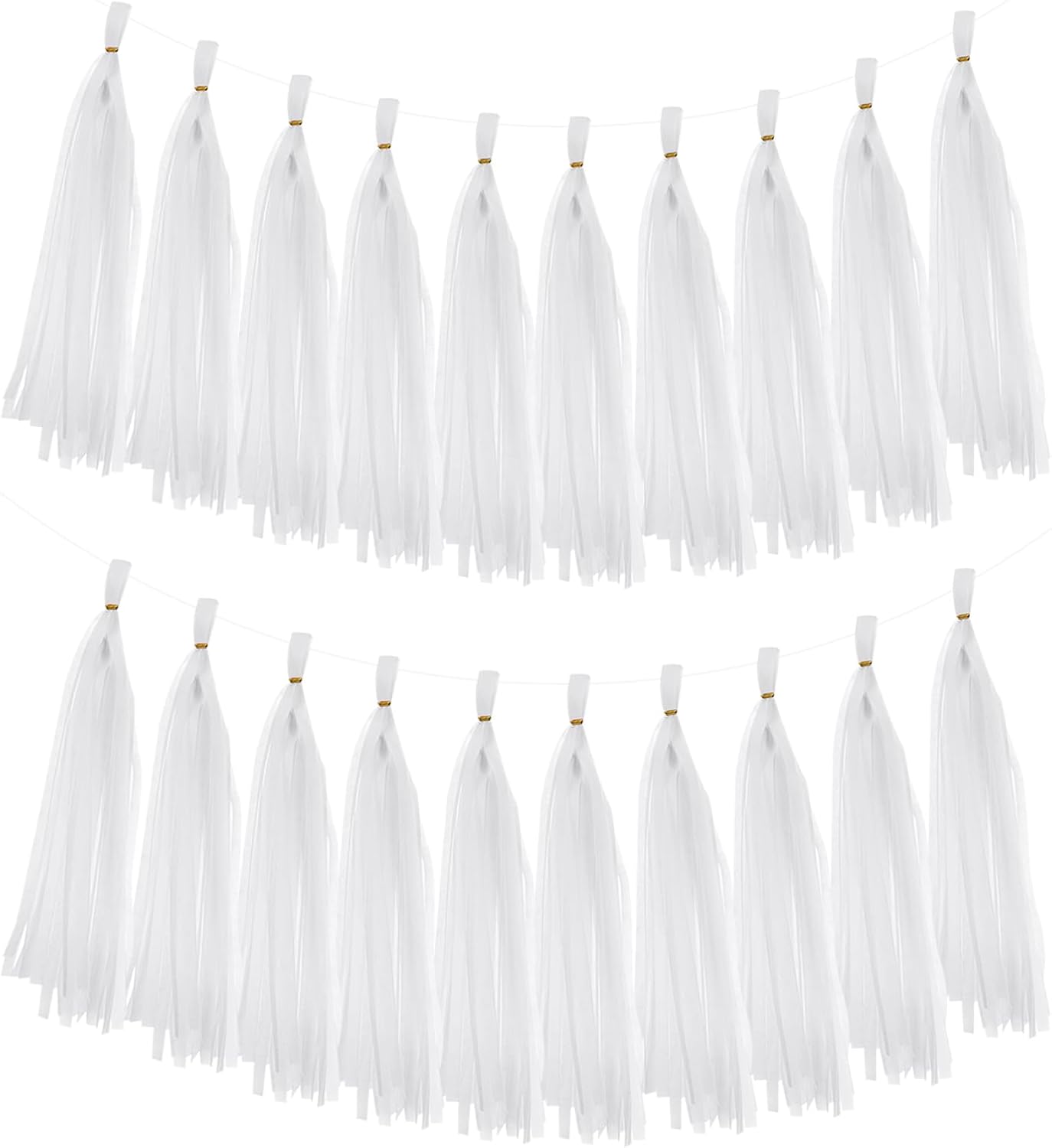 MECCANIXITY 20Pcs Tassel Garland Banner Tissue Paper for Streamers Party Decorations, Valentine's Day Birthday Decor for Women with Rope and Tie Wire (Pink, 14.6Inch)