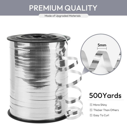 KMER LIFE White Crimped Curling Ribbon, 1/5" Wide x 500 Yards Christmas Curling Ribbons for Gift Wrapping, Party Decoration, Balloon String, Crafting, Balloon Ribbons for Florist Flower (1 Roll)