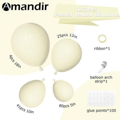 Amandir 153pcs White Sand Balloons Arch Garland Kit Different Sizes 18 12 10 5 Inch Cream Beige Sand White Latex Balloon for Birthday Boho Neutral Baby Shower Wedding Anniversary Party Decorations