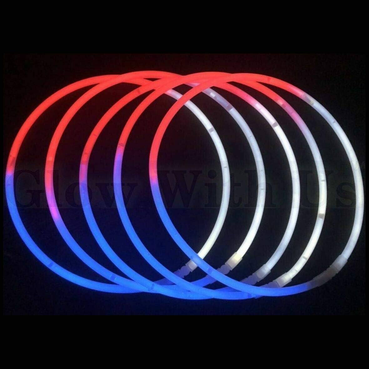 Glow Sticks Bulk Wholesale Necklaces, 100 22" Glow Necklaces, Glow 8-12 Hr, Connector Pre-attached (handy), Bright Colors, Glow-in-the-dark Party Supplies.