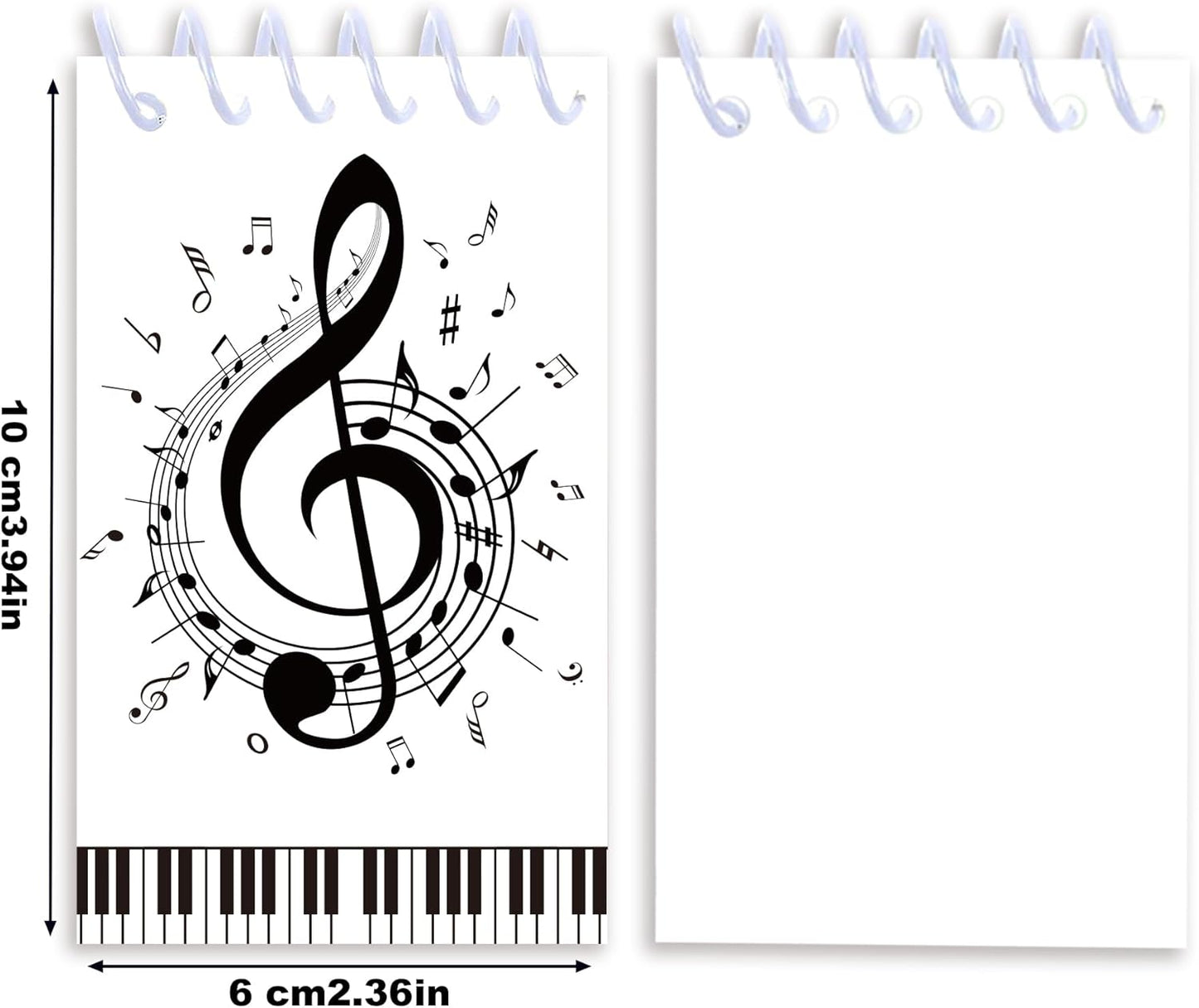 24 Pack Musical Notes Mini Spiral Notebook, Black and White Piano Pocket Notebook for Classroom Students Rewards, 16 Pages Portable Office Meeting Supplies