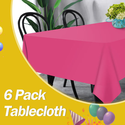 tujol Royal Blue 6 Pack Plastic Table Cloth 54" x 108", Disposable Tablecloths Rectangle Table Cover, Plastic Tablecloths for Parties