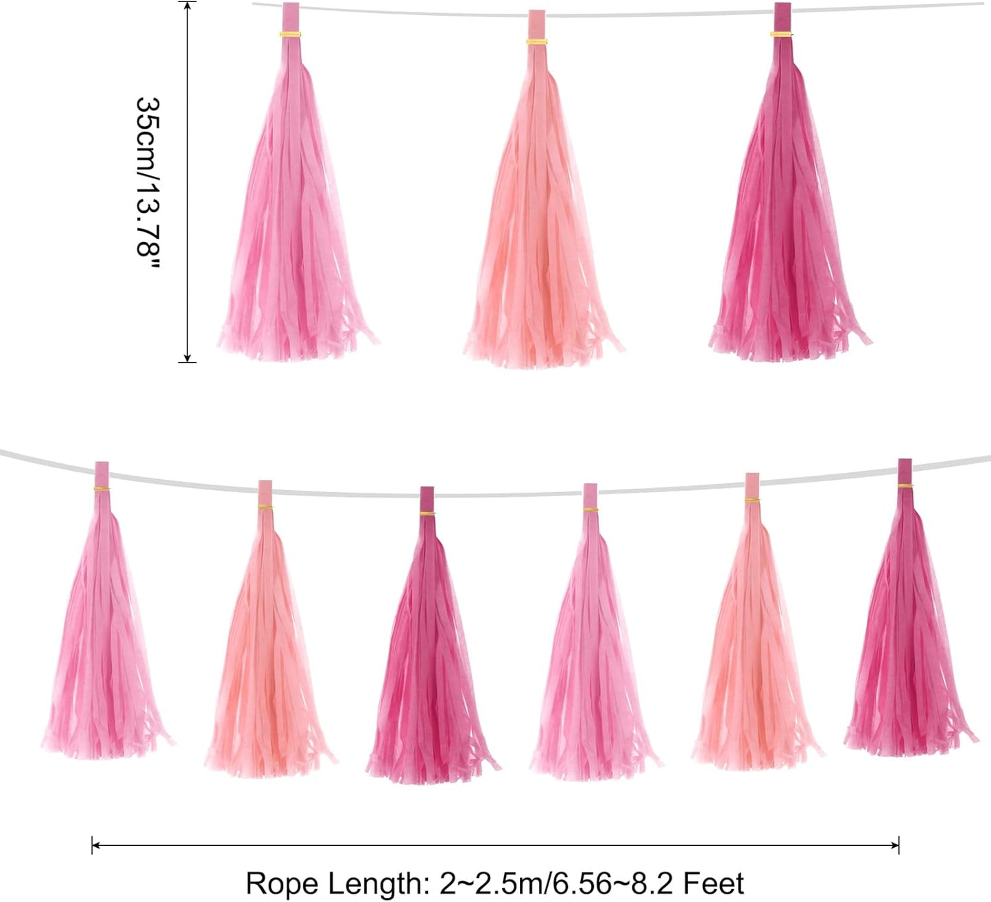 MECCANIXITY 15Pcs Light Blue Tassel Garland Banner with Rope Tissue Paper Tassels Party DIY Kits for Anniversary Wedding Birthday Party