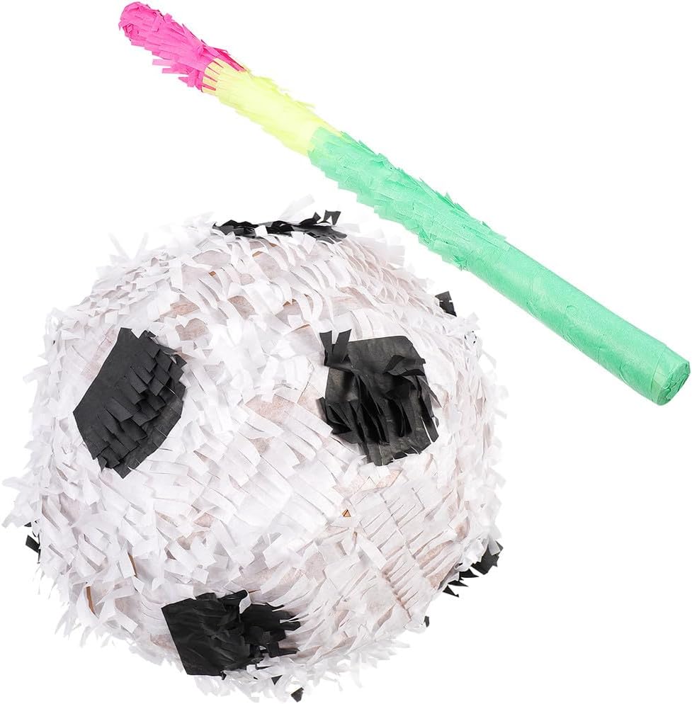 SEWACC 2pcs Soccer Ball Pinata with Stick, Football Birthday Party Supplies, Sports Birthday Decorations for Party Fun
