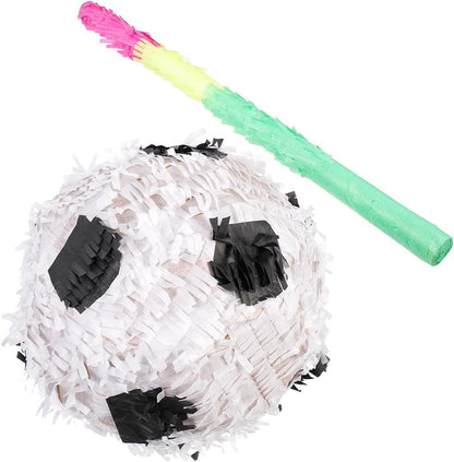 SEWACC 2pcs Soccer Ball Pinata with Stick, Football Birthday Party Supplies, Sports Birthday Decorations for Party Fun
