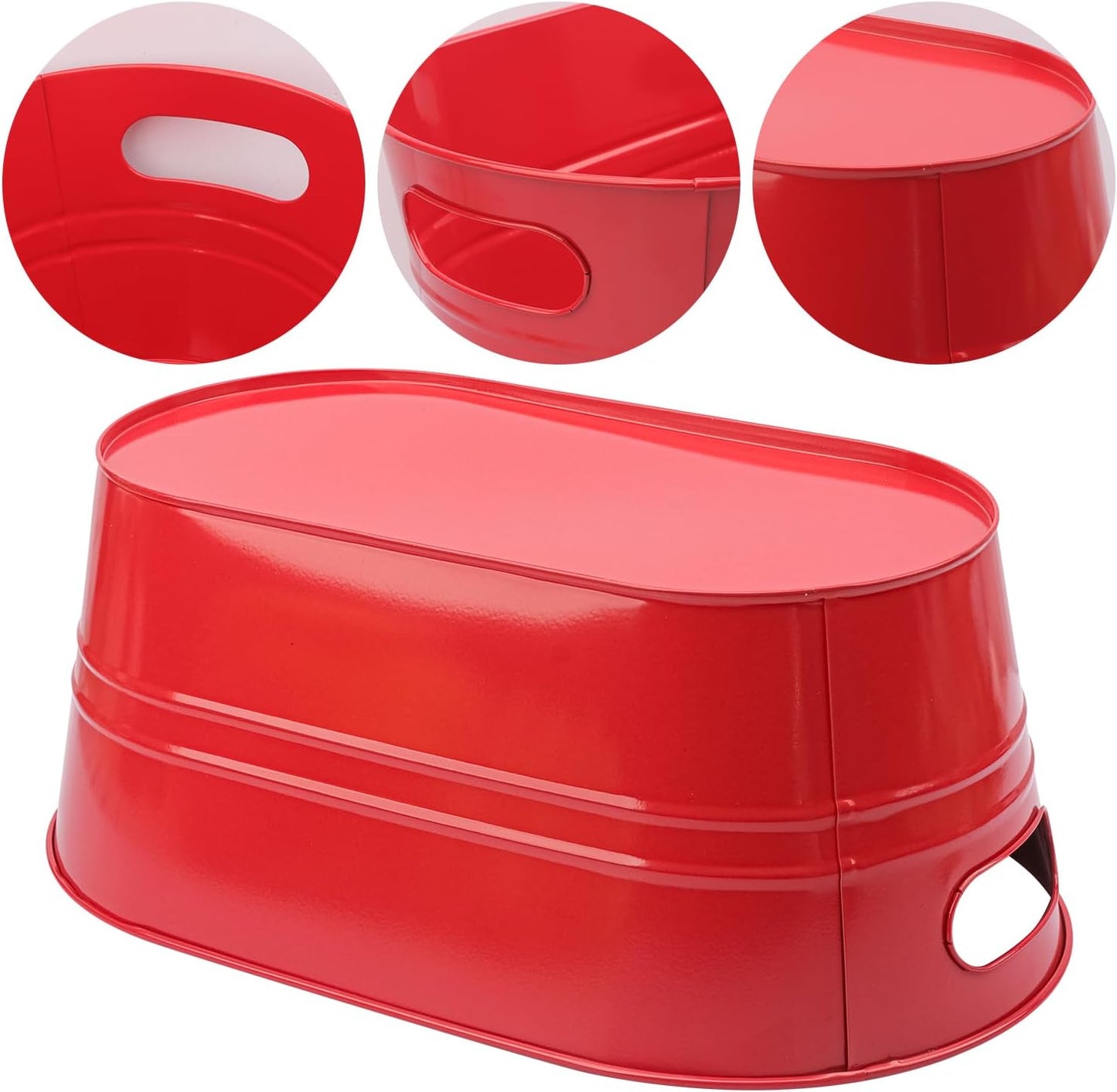 3 PCS 15.3 x 9 x 6 inches White Metal Galvanized Tub with Iron Handles, 3 Gallon Beverage Tubs for Parties, Large Ice Buckets for Beer, Wine, Cocktails & Outdoor Events