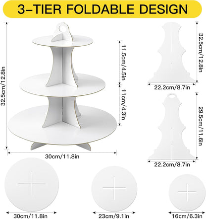 Soleebee 3-Tier Round Cupcake Stand, Cardboard Cupcake Tower, Dessert Cup Cake Stand Tower for Birthday Wedding Party Decoration, Cupcake Tier Stand 1 Set (Hot Pink)