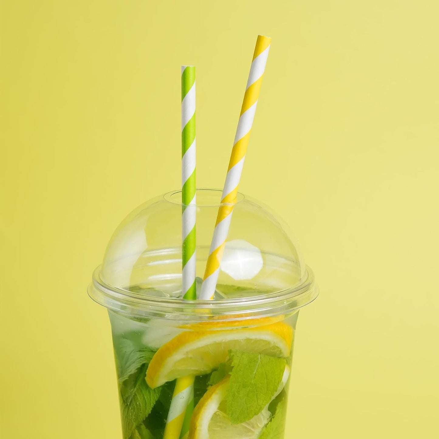 PakTalk 100 Pack Red Straws, Disposable Red and White Biodegradable Paper Striped Straws for Cocktail, Milkshake, Coffee, Lemonade (0.24" x 7.75")
