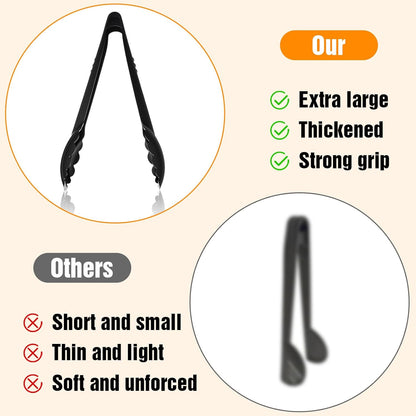 36Pcs plastic serving utensils serving utensil Set Servings Utensils Disposable Black Include 6.3"Plastic Servings 9.75"Servings Spoons 9.75"Servings Forks for 12 sets for Dinner Parties