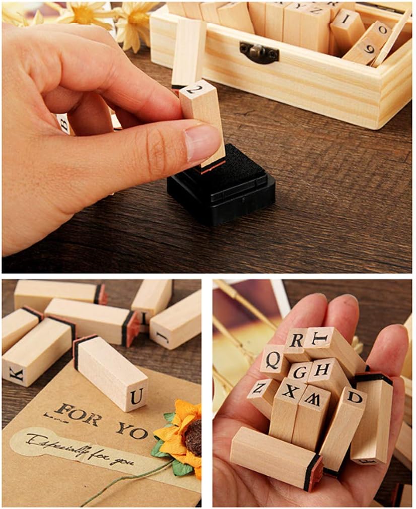 Diary Stamp Set,Wooden Rubber Signet for Children DIY Scrapbooking Card Making(25pcs,Happy Life)