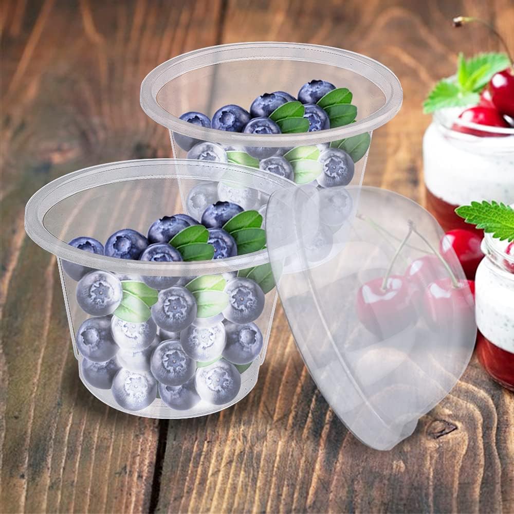 100Pcs 8oz Plastic Dessert Cups with Lids and Spoons,Disposable Parfait Cup Square Cake Containers for Party Favor,Mousse,Yogurt,Pudding,Snacks,Fruits,50 Sets