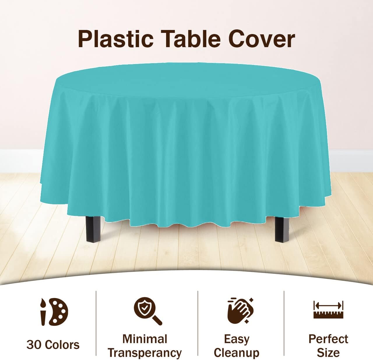 12-Pack Premium Plastic Tablecloth 54in. x 108in. Rectangle Table Cover - Dark Blue - Colors B