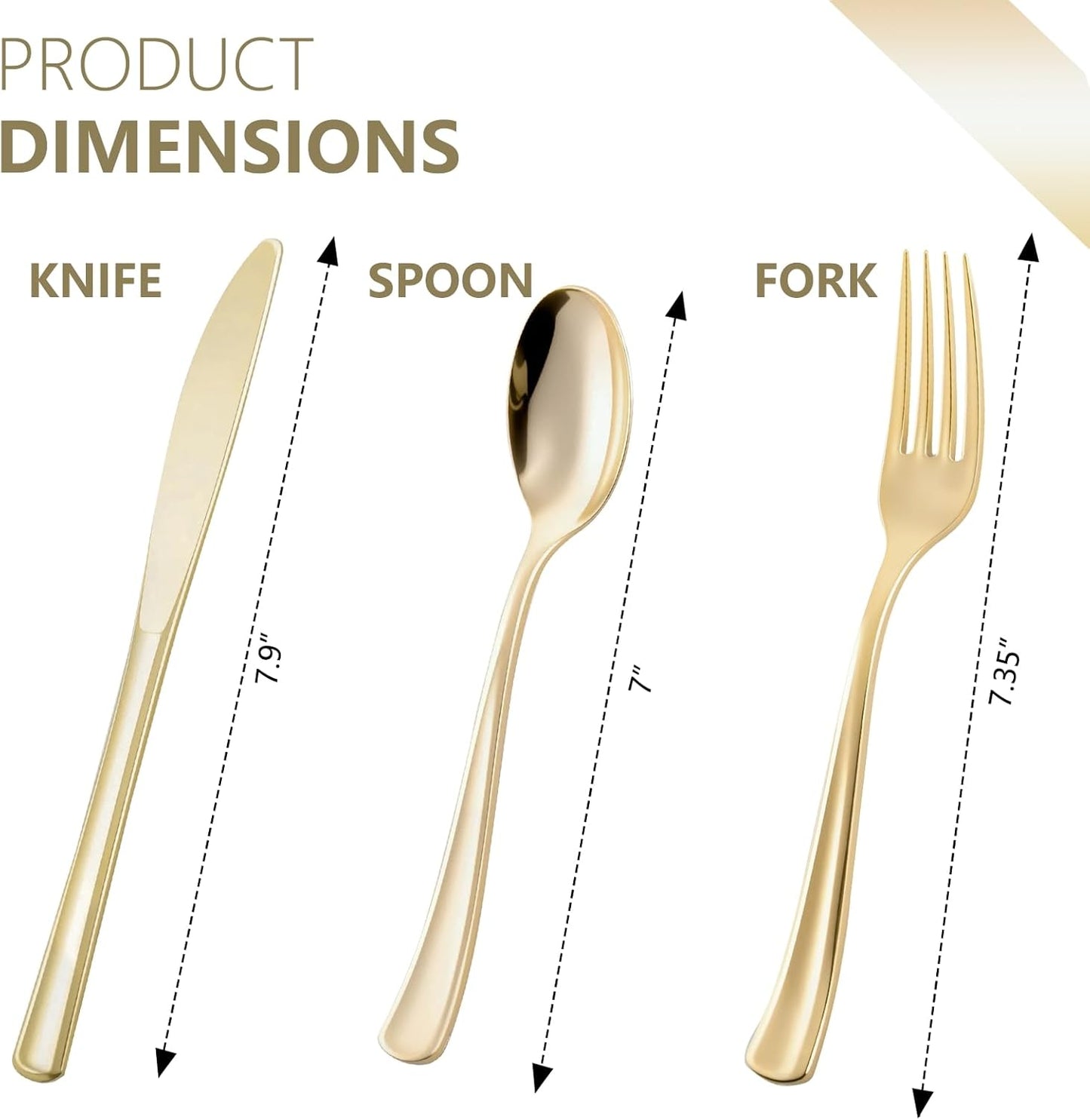 144 Pack Gold Premium Heavy Duty Plastic Silverware, 48 Forks, 48 Spoons, 48 Knives, For Catering, Parties, Dinners and Weddings, BPA-Free, Disposable Plastic Cutlery Set Utensils Set