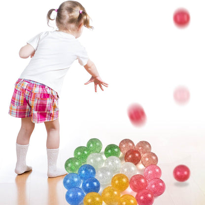 24 Pcs Glitter Bouncy Balls for Kids, 32mm 6 Colors Rubber Bounce Balls Bulk for Party Favors, Goodie Bag Fillers, Easter Gift Bag Stuffers, Basket Stuffers, Classroom Prizes