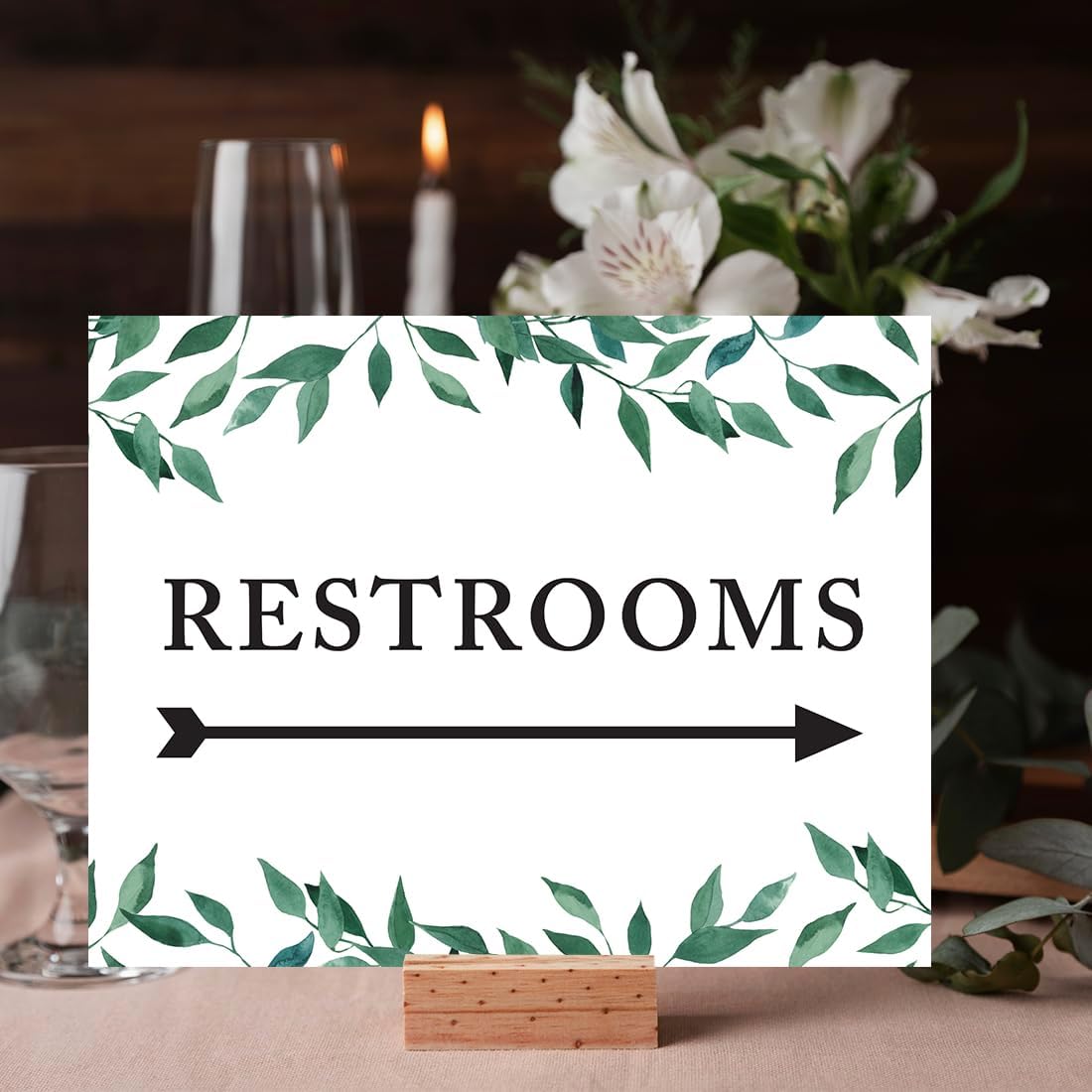 Andaz Press Wedding Party Signs, Natural Greenery Green Leaves, 8.5x11-inch, Bridal Shower Scavenger Hunt, 1-Pack - Colors B
