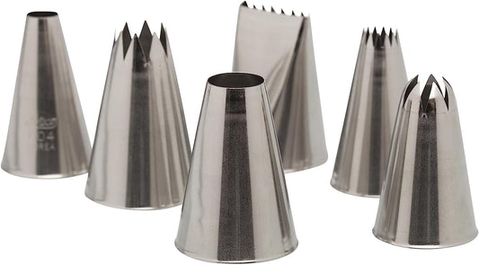 Ateco - 6 Piece Decorating Tube Set, Includes Stainless Steel Tips: 804, 808, 827, 864, 846, 898