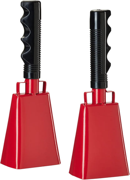 BLUE PANDA Cowbell Noise Maker - 9-Inch, Royal Blue, Pack of 2 - Metal Cowbell Instrument with Ergonomic Handle - Cheering Bell for Stadium Cheers & Celebratory Noise Maker