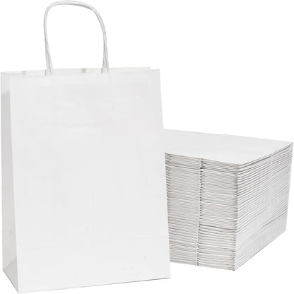 RACETOP 32 Pack Small Paper Gift Bags with Handles, 5.8"×3.2"×8.25" Kraft Paper Party Favor Bags Bulk for Kids Birthday, Baby Shower, Crafts, Wedding, Party Supplies (8 Colors)