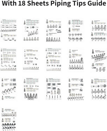 Piping Tips Practice Board Guide Paper Sheets 250+ Cake Decorating Tips Techniques Tutorial Patterns 74 Sheets/Set