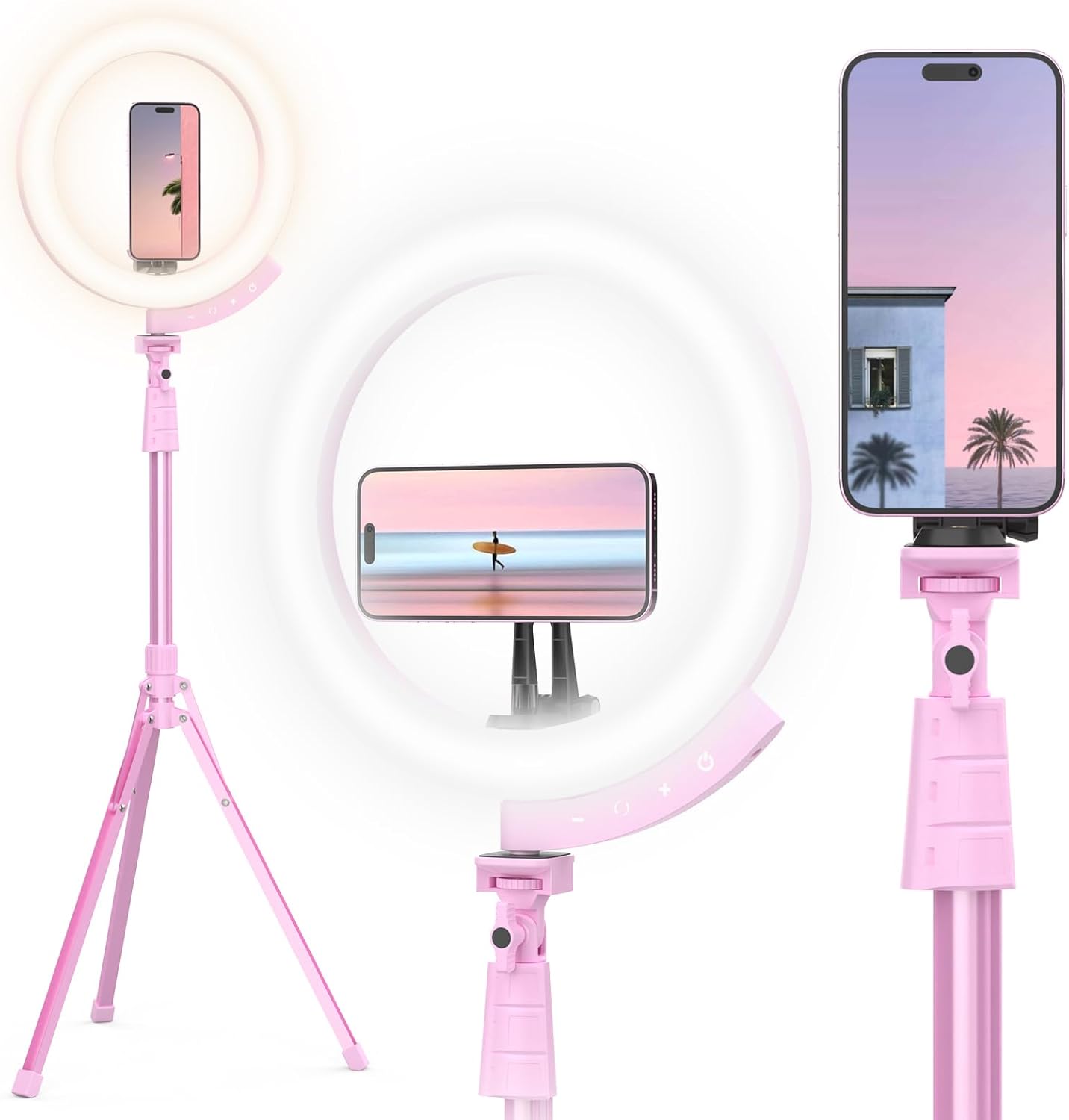 UBeesize 12'' LED Ring Light with 62'' Tripod Stand, Selfie Ring Light for Video Recording, Live Streaming, TikTok & YouTube, Compatible with iPhone & Android (Black)