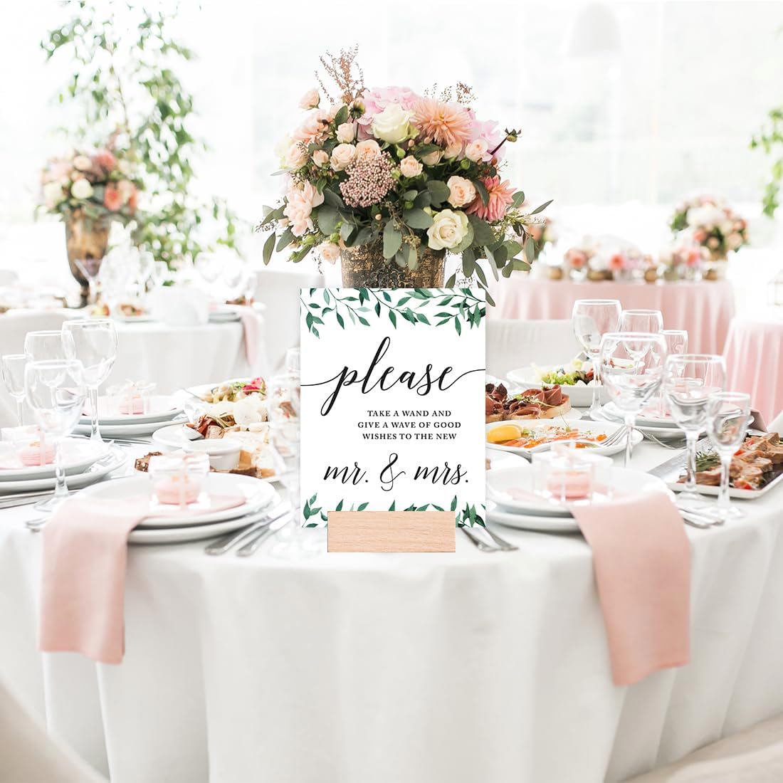 Andaz Press Wedding Party Signs, Natural Greenery Green Leaves, 8.5x11-inch, Bridal Shower Scavenger Hunt, 1-Pack - Colors B