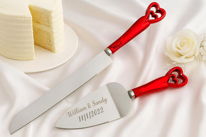 GIFTS INFINITY Personalized Wedding Cake Knife and Server Set with Engraving – Cake Cutting Utensil Set, Keepsake Gift for Wedding, Anniversary, Reception, Birthday & Other Occasions (CH-101WB)