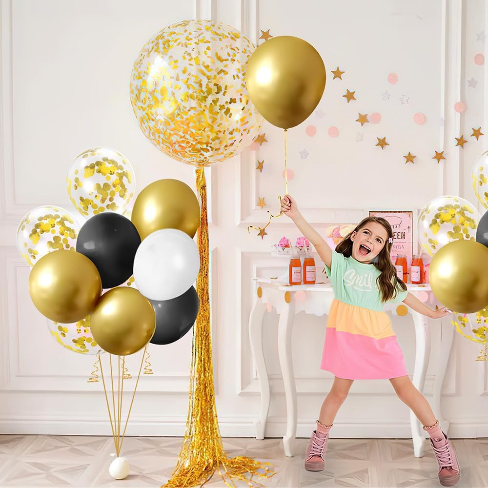 Gold Confetti Balloons, 50 Pcs 12 Inch, Glitter Gold Confetti Party Balloons, Party Decorations, Birthday Wedding Baby Shower Party Balloons Decorations