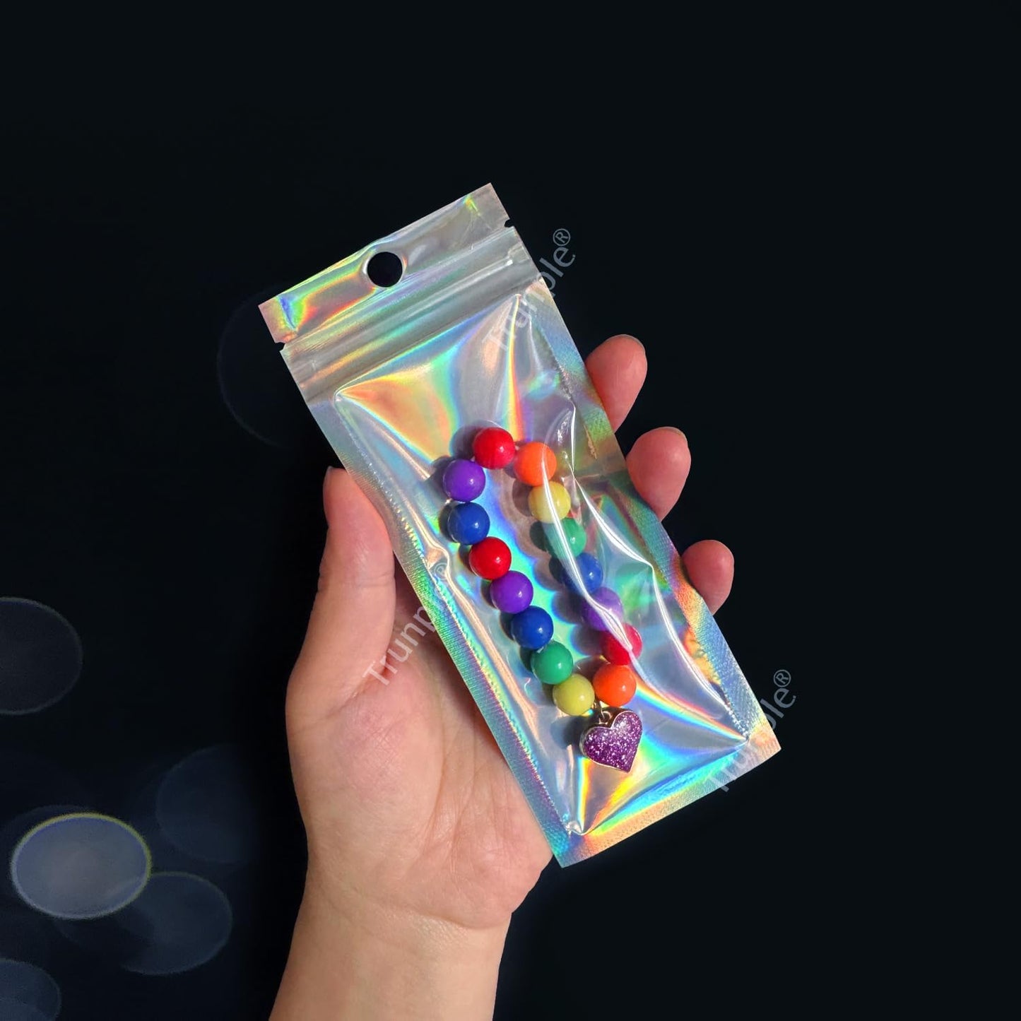 Trunple Smell Proof Bags & Resealable Foil Pouch Mylar Sample Bag Great for Party Favor Food Storage (Holographic Color) (50pcs-6x9 inch)