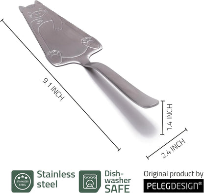 PELEG Design Cakitty Stainless Steel Cat-Shaped Cake Knife and Pie Server – Cake Cutting Knife with Serrated Edges, Dishwasher Safe - Ideal Gift Idea